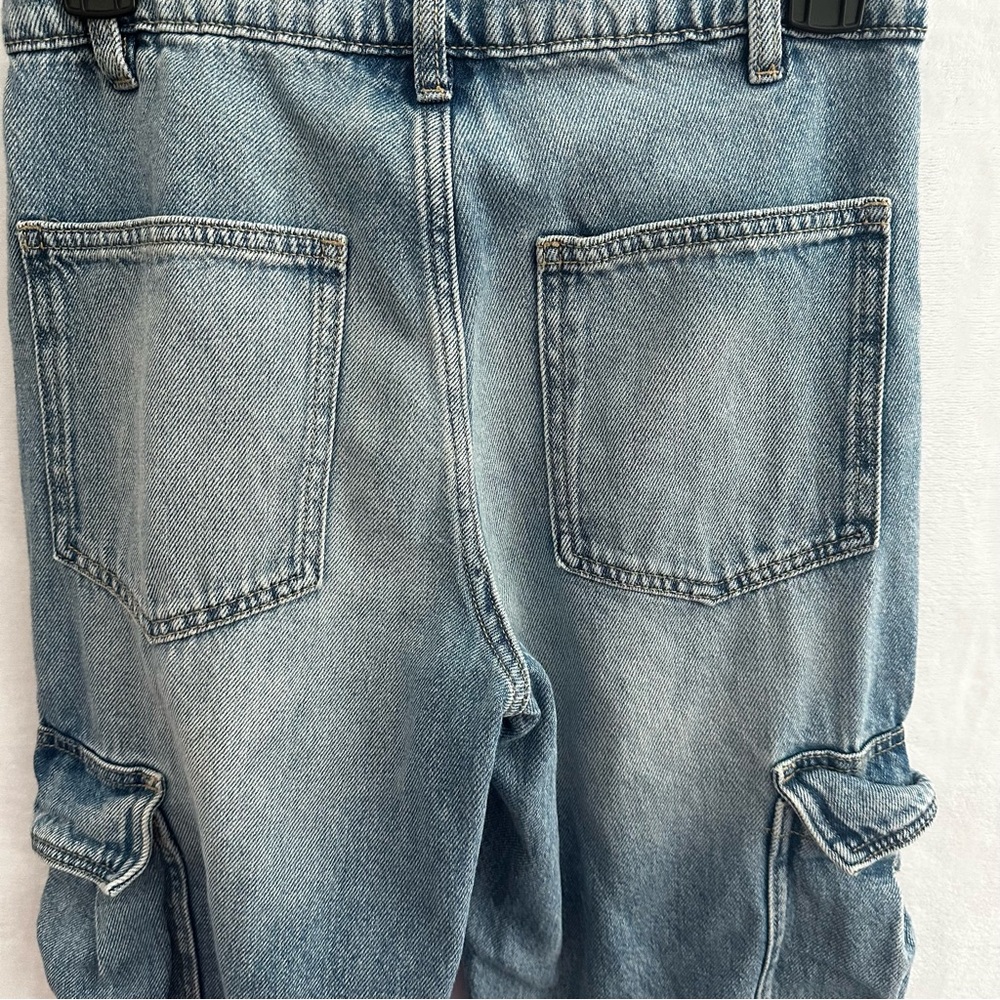 Zara Cargo Jeans Juniors Size 13/14 Blue High Rise Straight Leg Utility Denim - Picture 9 of 11